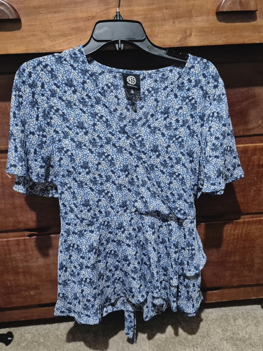 Noisy May Blue Floral Wrap Peplum Top